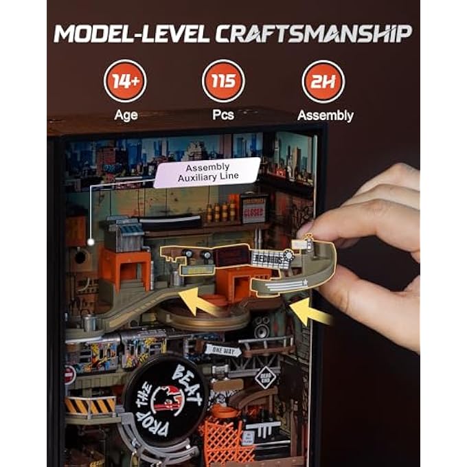 3D PUZZLES FOR ADULTS & TEENS, BOOKSHELF KITS FUTURISTIC MARBLE RUN BUILDING SET, MR03S (HIP-HOP WORLD), CRAFTS FOR ADULTS HOBBY KIT GIFT FOR BOYS - Image 4